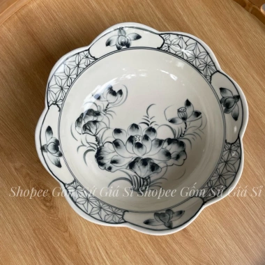 SET Bát Đĩa Hoa Mặt Trời Bộ Cúng Gia Tiên - Hoa Sen Xanh Đen Gốm Sứ Giá 250k