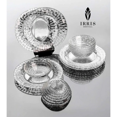 Set bát đĩa thuỷ tinh pha lê màu IRRIS DE - 6 món, giá ưu đãi 1.286.000₫