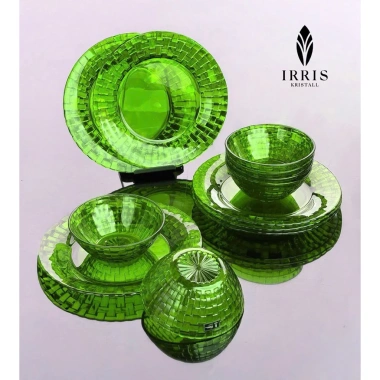 Set bát đĩa thuỷ tinh pha lê màu IRRIS DE - 6 món, giá ưu đãi 1.286.000₫