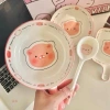 Set Bát Sứ 3 Món Hoạ Tiết Lợn Hồng Cute – Giá ưu đãi 129.900₫