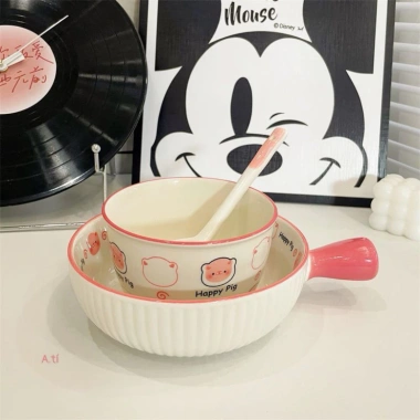 Set Bát Sứ 3 Món Hoạ Tiết Lợn Hồng Cute – Giá ưu đãi 129.900₫ 3