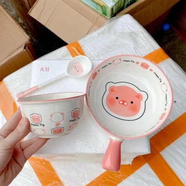 Set Bát Sứ 3 Món Hoạ Tiết Lợn Hồng Cute – Giá ưu đãi 129.900₫ 6