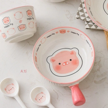 Set Bát Sứ 3 Món Hoạ Tiết Lợn Hồng Cute – Giá ưu đãi 129.900₫ 7