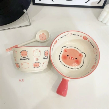 Set Bát Sứ 3 Món Hoạ Tiết Lợn Hồng Cute – Giá ưu đãi 129.900₫ 9