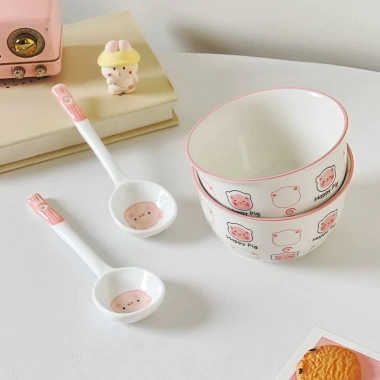 Set Bát Sứ Cute 4 Món Hoạt Hình Dễ Thương Đóng Hộp Xốp Bát Ăn Cơm BOLI HOUSE 44.496₫