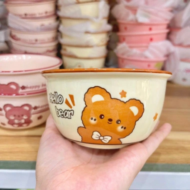 Set bát sứ dễ thương 2 bát + 2 thìa Ati Abin giá ưu đãi 71.000₫