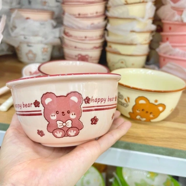 Set bát sứ dễ thương 2 bát + 2 thìa Ati Abin giá ưu đãi 71.000₫