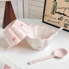 Set Bát Sứ kèm Thìa Nơ Hồng Xinh Xinh - Chất liệu cao cấp, Giá ưu đãi 138.999 VND 5