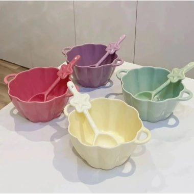 Set bát tô đựng canh và thìa trơn hình hoa nhẹ nhàng FREESHIP giá ưu đãi 82.800₫