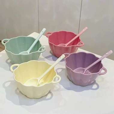 Set bát tô đựng canh và thìa trơn hình hoa nhẹ nhàng FREESHIP giá ưu đãi 82.800₫