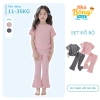 Set Bé Gái Gân Tăm Áo Tay Ngắn Rút Eo Quần Ống Loe Nhẹ Mềm Giá 165.240₫