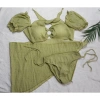 Set bikini 2 mảnh tay rớt màu trơn - Giá ưu đãi 143.000đ, phong cách trẻ trung 3