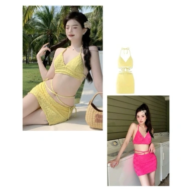 Set bikini 3 chi tiết hoa in nổi sexy, gợi cảm NGOMINH BKN51 - Giảm giá 159k