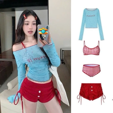 Set bikini 4 món Y2K trẻ trung, gợi cảm – Giá chỉ 159.000 VND, hottrend NGOMINH BKN62