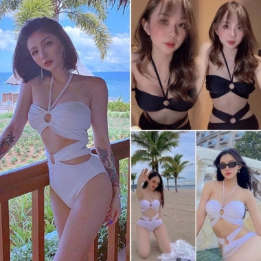 Set bikini 4LOVE 2 khoen bụng sexy Lycra co giãn - Giá chỉ 172k khuyến mãi