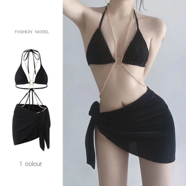 Set bikini ba mảnh đen kèm vòng body lấp lánh tôn dáng Hàn Quốc BKN11 10