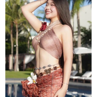 Set Bikini Biển Hè + Khăn quấn, Tặng dây chuyền vỏ sò, chip, kẹp hoa - 295.000đ