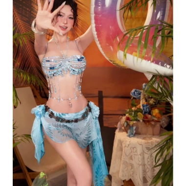 Set Bikini Đá Xanh Dương quyến rũ, dây chuyền sò + 2 kẹp hoa chip, 1,250,000 VND 7 Set Bikini Đá Xanh Dương quyến rũ, dây chuyền sò + 2 kẹp hoa chip, 1,250,000 VND 7