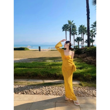 Set Bikini Đầm Lưới Dáng Dài Nhiều Màu Summer Siêu Sexy Cho Nữ Đi Biển Du Lịch 4