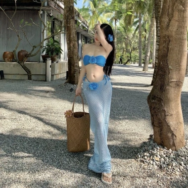 Set Bikini Đầm Lưới Dáng Dài Nhiều Màu Summer Siêu Sexy Cho Nữ Đi Biển Du Lịch 5