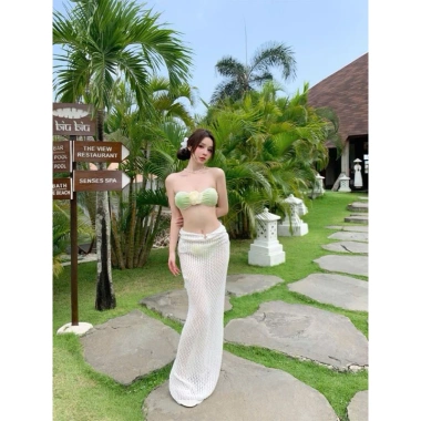 Set Bikini Đầm Lưới Dáng Dài Nhiều Màu Summer Siêu Sexy Cho Nữ Đi Biển Du Lịch 8