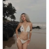 Set Bikini Đan Len Boho Biển Hoa Tím - 499k, Tặng dây chuyền vỏ sò & 2 kẹp hoa 3