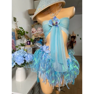 Set bikini khăn quấn biển - Đồ lễ hội - Tặng hoa và vòng cổ vỏ sò - 850k 3