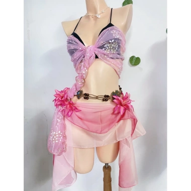 Set bikini khăn quấn đi biển - Đồ mùa hạ đẹp lạ, tặng 2 kẹp hoa, chip & vòng vỏ sò - 489k