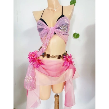 Set bikini khăn quấn đi biển - Đồ mùa hạ đẹp lạ, tặng 2 kẹp hoa, chip & vòng vỏ sò - 489k