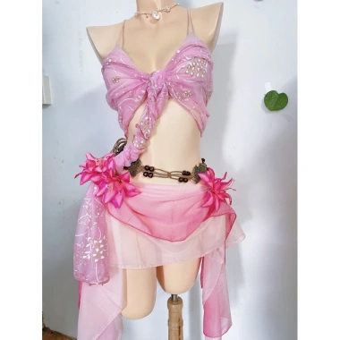 Set bikini khăn quấn đi biển - Đồ mùa hạ đẹp lạ, tặng 2 kẹp hoa, chip & vòng vỏ sò - 489k