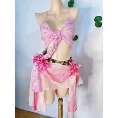 Set bikini khăn quấn đi biển - Đồ mùa hạ đẹp lạ, tặng 2 kẹp hoa, chip & vòng vỏ sò - 489k