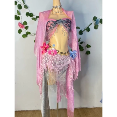Set bikini khăn quấn đi biển xinh - giảm còn 599k, tặng dây chuyền sò và kẹp hoa