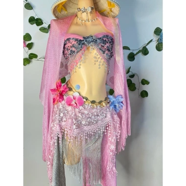 Set bikini khăn quấn đi biển xinh - giảm còn 599k, tặng dây chuyền sò và kẹp hoa