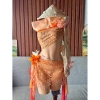 Sét bikini khăn quấn Hoa Cam biển cả - Tặng dây chuyền vỏ sò & 2 kẹp hoa - Chỉ 420.000₫ (Giá gốc 512.400₫)