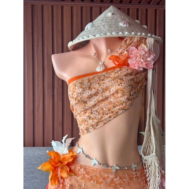 Sét bikini khăn quấn Hoa Cam biển cả - Tặng dây chuyền vỏ sò & 2 kẹp hoa - Chỉ 420.000₫ (Giá gốc 512.400₫) 3