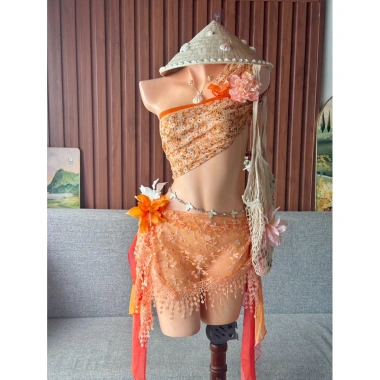 Sét bikini khăn quấn Hoa Cam biển cả - Tặng dây chuyền vỏ sò & 2 kẹp hoa - Chỉ 420.000₫ (Giá gốc 512.400₫) 5
