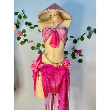 Sét bikini khăn quấn Nụ Hồng quyến rũ - tặng dây chuyền vỏ sò, 2 kẹp hoa, chip - Giá chỉ 550.000₫