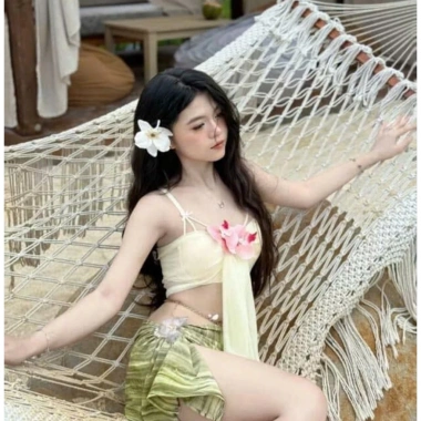 Set Bikini Khăn Quấn Thiên Nhiên - Tặng Dây Vỏ Sò, Chip & 2 Kẹp Hoa - 329.000₫