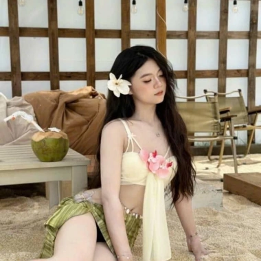 Set Bikini Khăn Quấn Thiên Nhiên - Tặng Dây Vỏ Sò, Chip & 2 Kẹp Hoa - 329.000₫