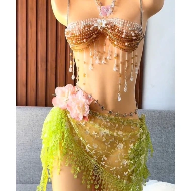 Set Bikini Ngọc Trai Hoàng Kim Tặng Dây Chuyền Vỏ Sò & 2 Kẹp Hoa Chip Giá 1.275.000₫