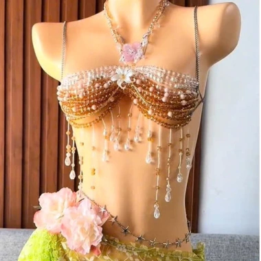 Set Bikini Ngọc Trai Hoàng Kim Tặng Dây Chuyền Vỏ Sò & 2 Kẹp Hoa Chip Giá 1.275.000₫