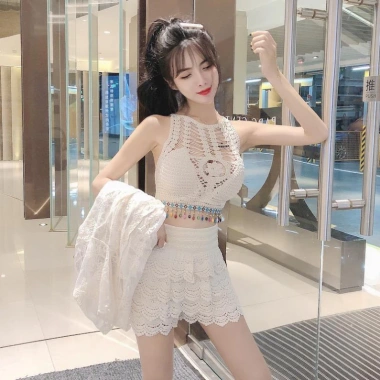 Set Bikini Nữ 3 Món Thổ Cẩm Đính Hạt Móc Len Kín Đáo Bán Rời Thảo Chi 507.500₫ 3