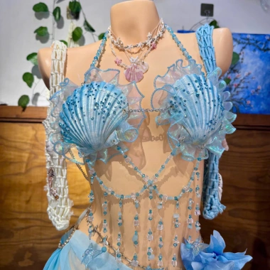 Set Bikini Sò Xanh Nàng Tiên Cá - Tặng dây chuyền vỏ sò & 2 kẹp hoa - Giá ưu đãi 1.200.000 VND 6