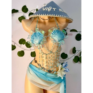 Set Bikini Sò Xanh Nàng Tiên Cá - Tặng dây chuyền vỏ sò & 2 kẹp hoa - Giá ưu đãi 1.200.000 VND 10
