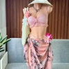 Set Bikini Vintage Khăn Quấn Nàng Thơ - Tặng Dây Chuyền Vỏ Sò, Chip & 2 Kẹp Hoa, Giá 420.000₫
