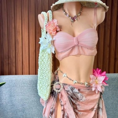 Set Bikini Vintage Khăn Quấn Nàng Thơ - Tặng Dây Chuyền Vỏ Sò, Chip & 2 Kẹp Hoa, Giá 420.000₫ 3