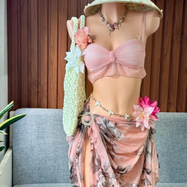 Set Bikini Vintage Khăn Quấn Nàng Thơ - Tặng Dây Chuyền Vỏ Sò, Chip & 2 Kẹp Hoa, Giá 420.000₫ 5