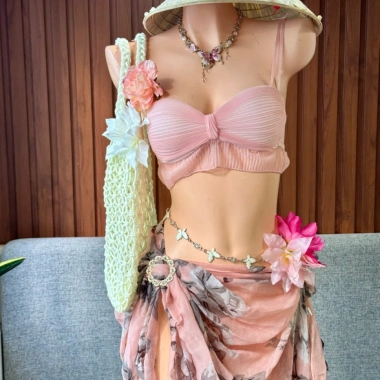 Set Bikini Vintage Khăn Quấn Nàng Thơ - Tặng Dây Chuyền Vỏ Sò, Chip & 2 Kẹp Hoa, Giá 420.000₫ 6