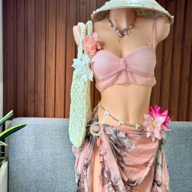 Set Bikini Vintage Khăn Quấn Nàng Thơ - Tặng Dây Chuyền Vỏ Sò, Chip & 2 Kẹp Hoa, Giá 420.000₫ 9