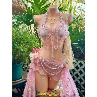 Set bikini vỏ sò đi biển - vòng cổ, chip, kẹp hoa ly, dây eo - Giá ưu đãi 1,280,000₫